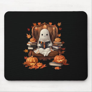 Ghost Book Reading Pumpkin Gothic Halloween Teache Mouse Mat