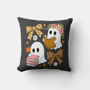 Ghost Books Halloween Floral Fall Halloween Cushion