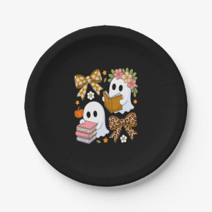 Ghost Books Halloween Floral Fall Halloween Paper Plate