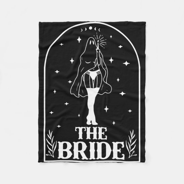 Ghost Bride Coven Gothic Halloween Wedding Bachelo Fleece Blanket (Front)