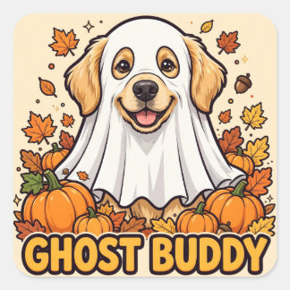 Ghost Buddy Sticker — Golden Retriever Ghost Costu