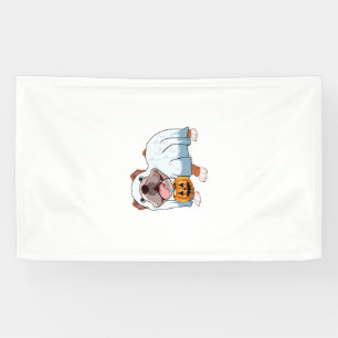 Ghost Bulldog Halloween Dog Banner
