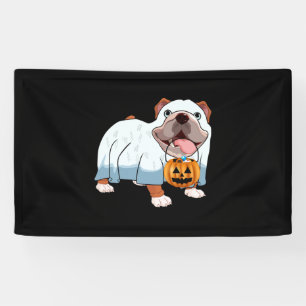 Ghost Bulldog Halloween Dog Banner