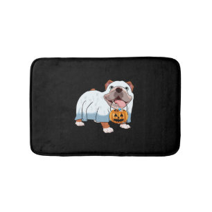 Ghost Bulldog Halloween Dog Bath Mat