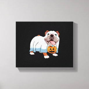 Ghost Bulldog Halloween Dog Canvas Print