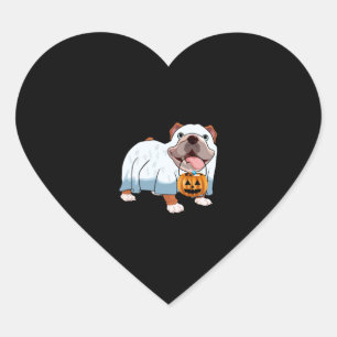 Ghost Bulldog Halloween Dog Heart Sticker
