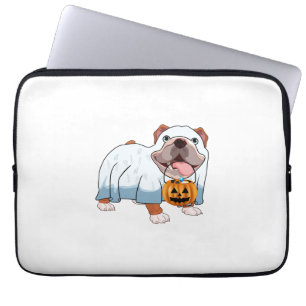 Ghost Bulldog Halloween Dog Laptop Sleeve