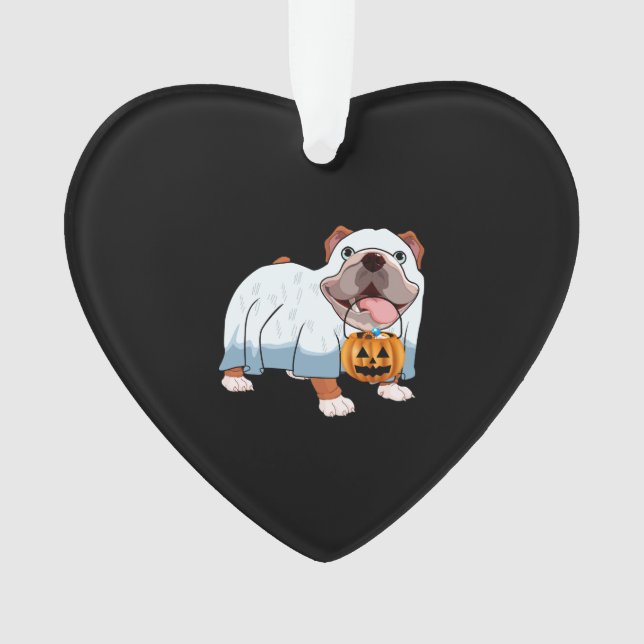 Ghost Bulldog Halloween Dog Ornament (Front)