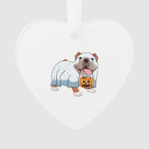 Ghost Bulldog Halloween Dog Ornament