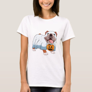 Ghost Bulldog Halloween Dog T-Shirt