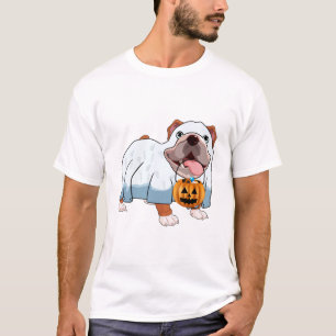 Ghost Bulldog Halloween Dog T-Shirt