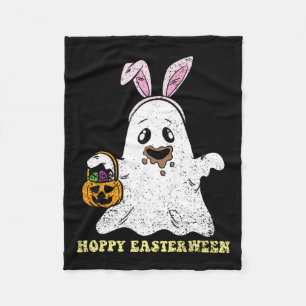 Ghost Bunny Hoppy Easter Egg Hunting Spring Men Wo Fleece Blanket