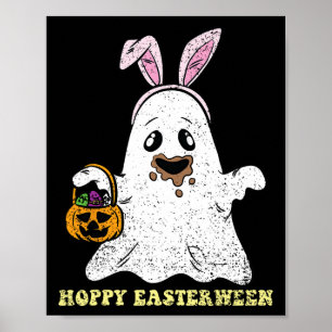 Ghost Bunny Hoppy Easter Egg Hunting Spring Men Wo Poster