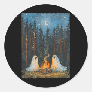 Ghost Campfire Camping Lover Forest Gothic Hallowe Classic Round Sticker