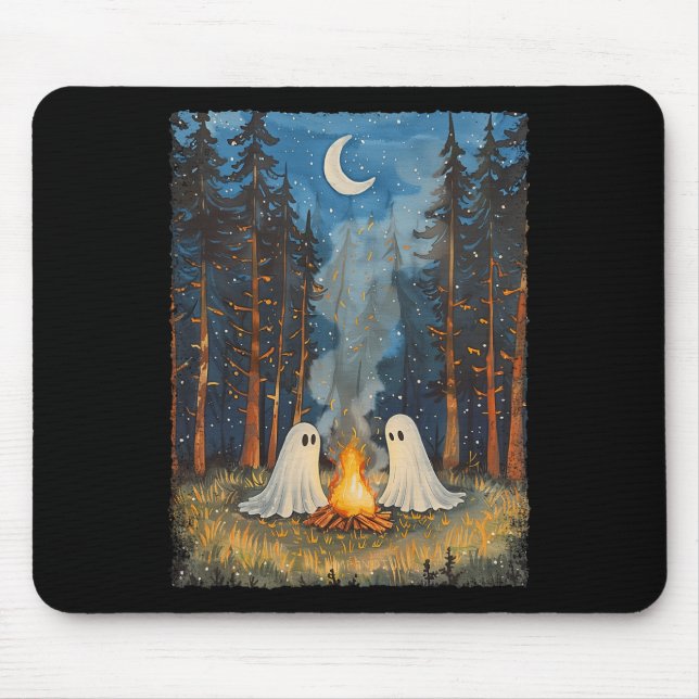 Ghost Campfire Camping Lover Forest Gothic Hallowe Mouse Mat (Front)