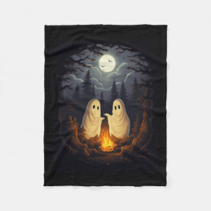 Ghost Camping Campfire Gothic Halloween Men Women Fleece Blanket