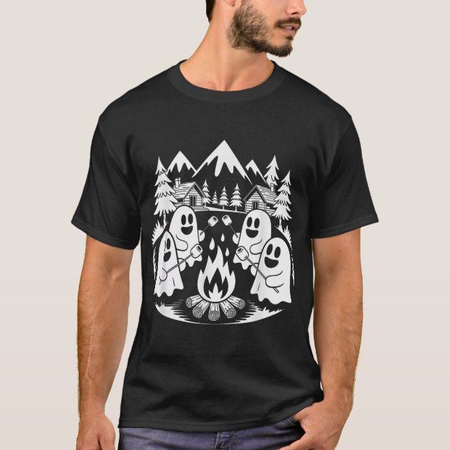 Ghost Camping Halloween Costume Campfire Camper T-Shirt (Front)