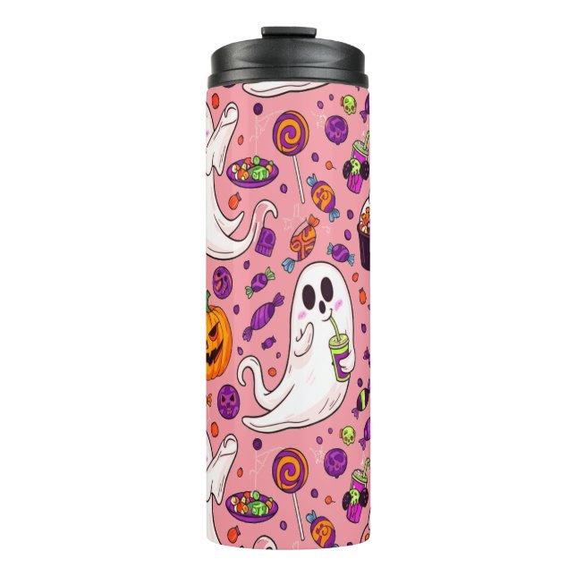 Ghost Candy Halloween Cute to Spooky Sweet Thermal Tumbler (Front)