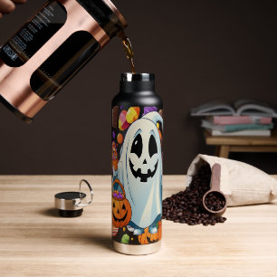 Ghost Candy Halloween Cute to Spooky Sweet Treat Water Bottle