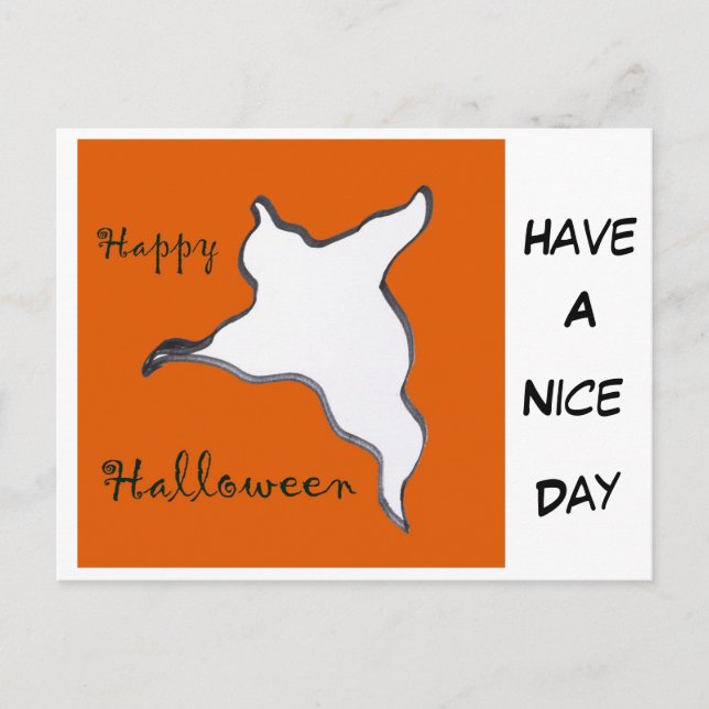 Ghost Cartoon Happy Halloween Cust. Postcard (Front)