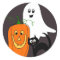 Ghost Cat and Pumpkin Halloween Stickers