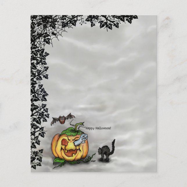 Ghost , Cat , Bat and Pumpkin , Happy Halloween! (Front)