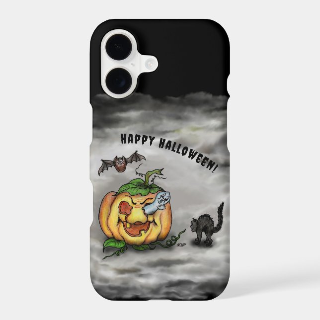 Ghost , Cat , Bat and Pumpkin , Happy Halloween! (Back)