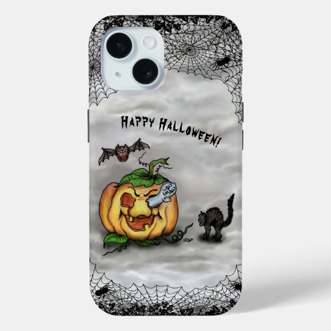 Ghost , Cat , Bat and Pumpkin , Happy Halloween! Case-Mate iPhone Case (Back)