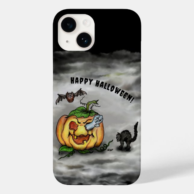 Ghost , Cat , Bat and Pumpkin , Happy Halloween! Case-Mate iPhone Case (Back)