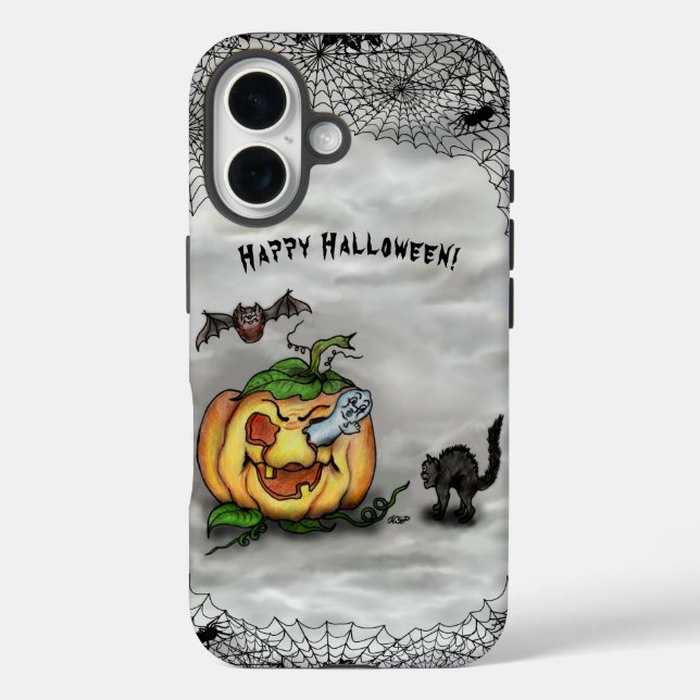 Ghost , Cat , Bat and Pumpkin , Happy Halloween! Case-Mate iPhone Case (Back)