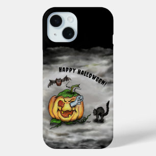 Ghost , Cat , Bat and Pumpkin , Happy Halloween! iPhone 15 Case