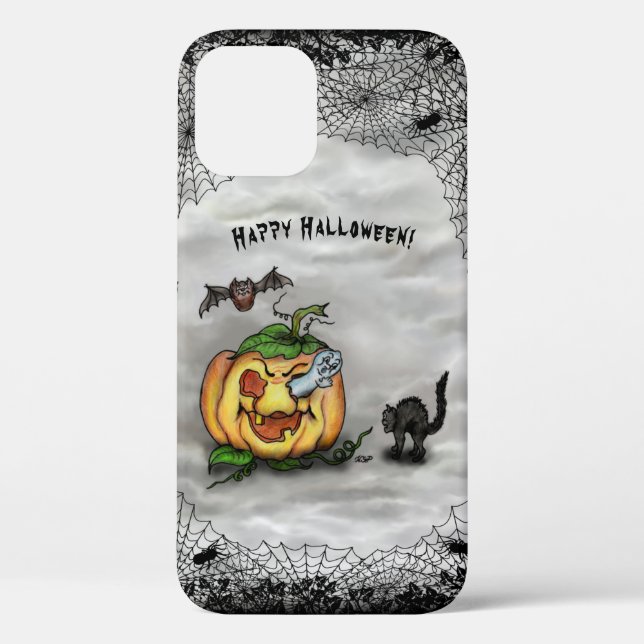 Ghost , Cat , Bat and Pumpkin , Happy Halloween! Case-Mate iPhone Case (Back)
