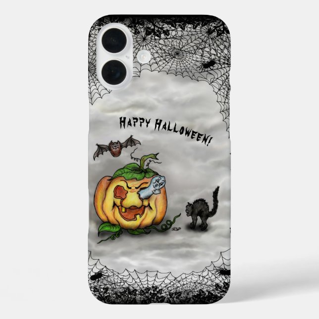 Ghost , Cat , Bat and Pumpkin , Happy Halloween! Case-Mate iPhone Case (Back)