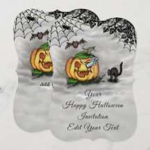 Ghost , Cat , Bat and Pumpkin , Happy Halloween!