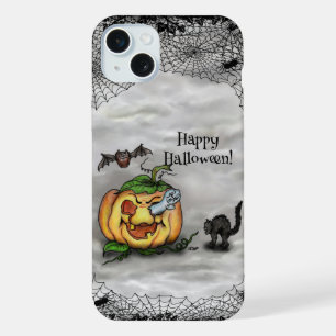 Ghost , Cat , Bat and Pumpkin , Happy Halloween! iPhone 15 Plus Case