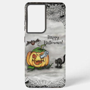 Ghost , Cat , Bat and Pumpkin , Happy Halloween! Samsung Galaxy Case