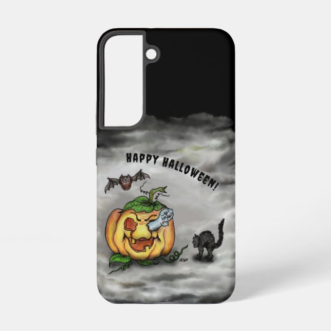 Ghost , Cat , Bat and Pumpkin , Happy Halloween! Samsung Galaxy S22 Case (Back)