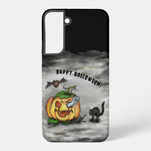 Ghost , Cat , Bat and Pumpkin , Happy Halloween! Samsung Galaxy Case