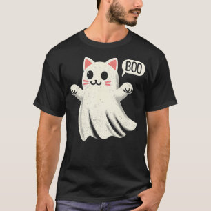 Ghost Cat Boo Funny Halloween Animal Pet Men Women T-Shirt