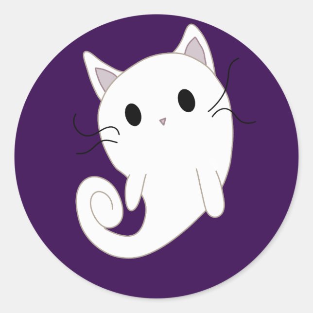 Ghost Cat Classic Round Sticker (Front)