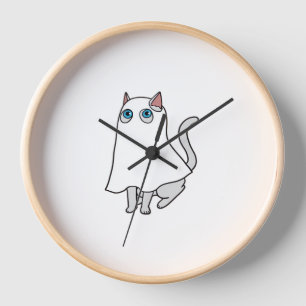 Ghost Cat Classic T-Shirt_1 Clock