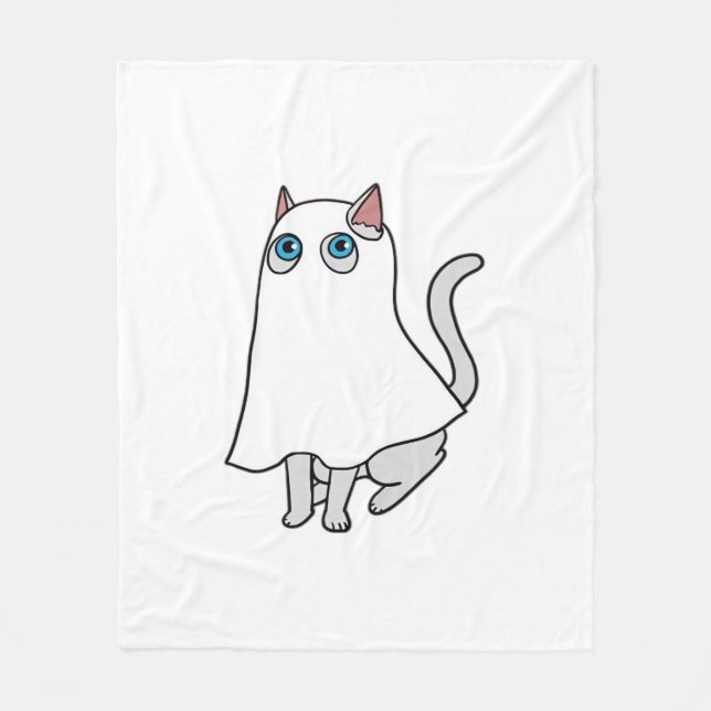 Ghost Cat Classic T-Shirt_1 Fleece Blanket (Front)