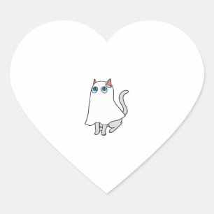 Ghost Cat Classic T-Shirt_1 Heart Sticker