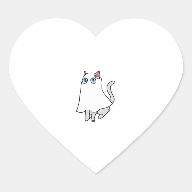 Ghost Cat Classic T-Shirt_1 Heart Sticker (Front)