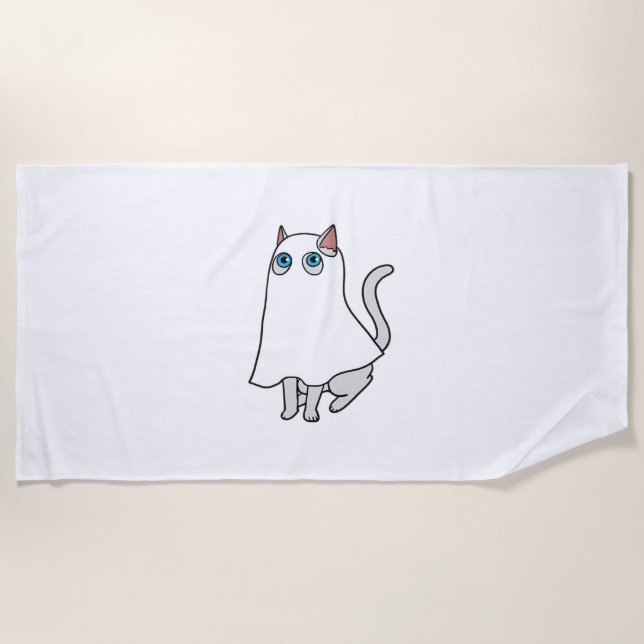 Ghost Cat Classic T-Shirt_2 Beach Towel (Front)