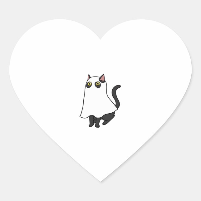 Ghost Cat Classic T-Shirt_2 Heart Sticker (Front)