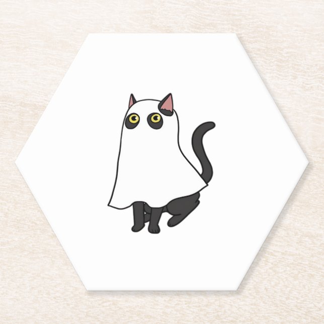 Ghost Cat Classic T-Shirt_2 Paper Coaster (Front)