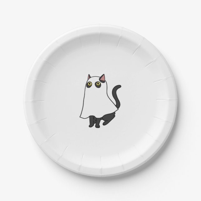 Ghost Cat Classic T-Shirt_2 Paper Plate (Front)