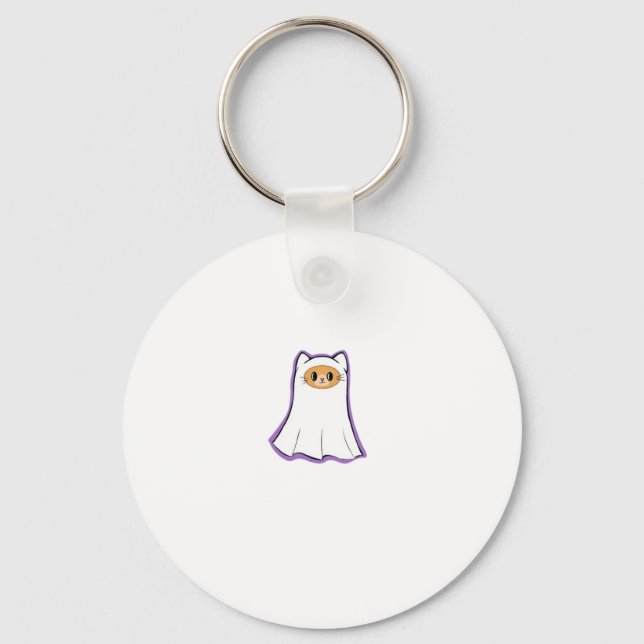 ghost cat Classic T-Shirt_3 Key Ring (Front)