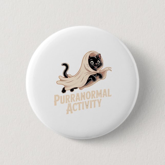 Ghost Cat Classic T-Shirt 6 Cm Round Badge (Front)